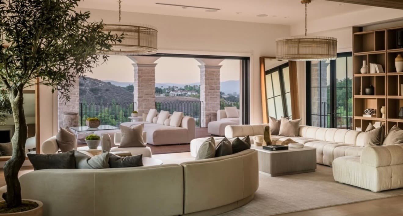 Hillside living room with panoramic canyon views